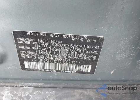 2010 Subaru Forester 2.5X Limited z USA, uszkodzony, nr VIN JF2SH6DC1AH907031